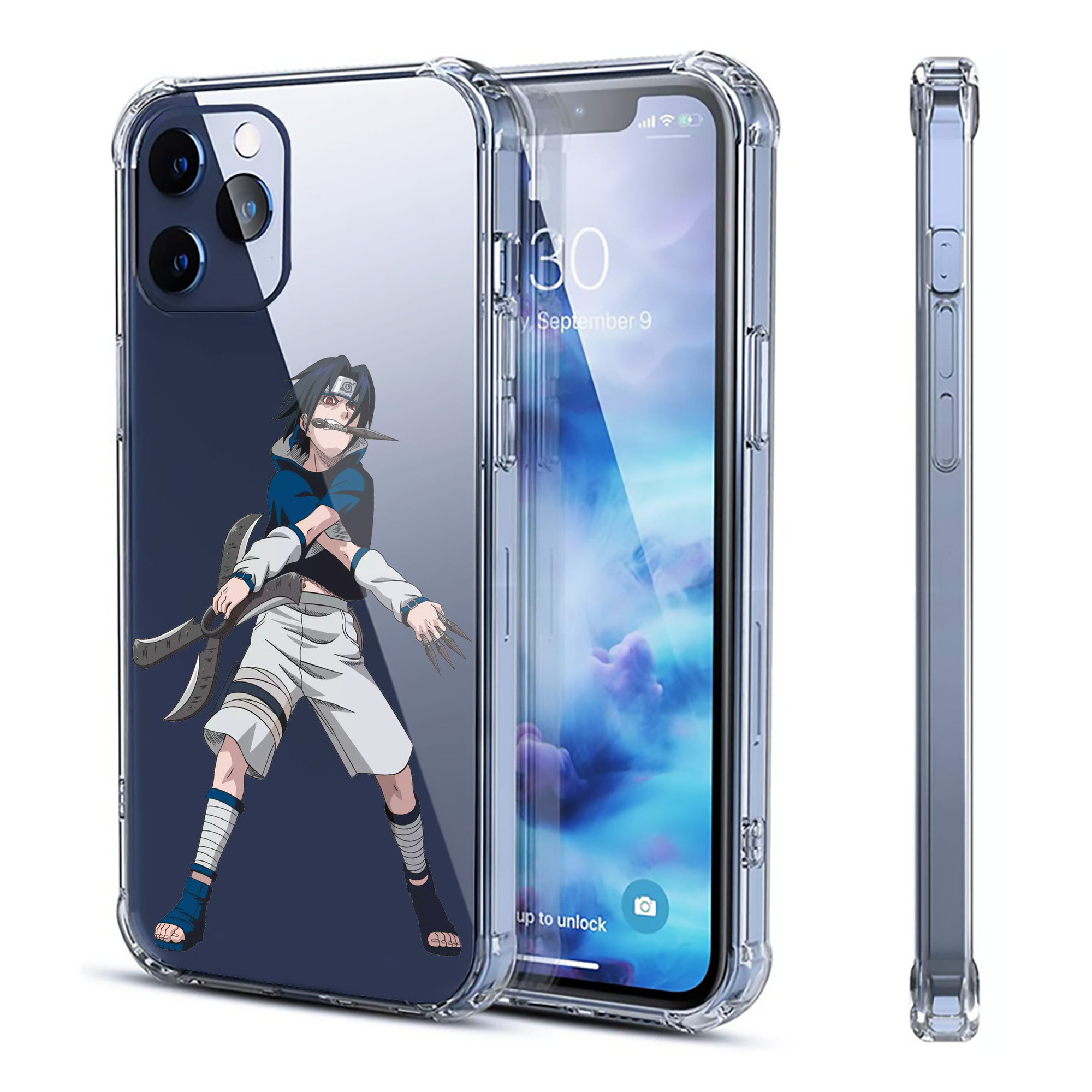 （画像用） NARUTO -ナルト- うちは サスケ Uchiha Sasuke 【iPhone 12シリーズ対応】透明スマホケース（クリアソフトケース）